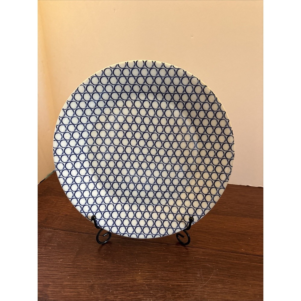 ROYAL DOULTON PACIFIC Plate 9 3/8" Lunch/Salad White Blue Circle Design EUC
